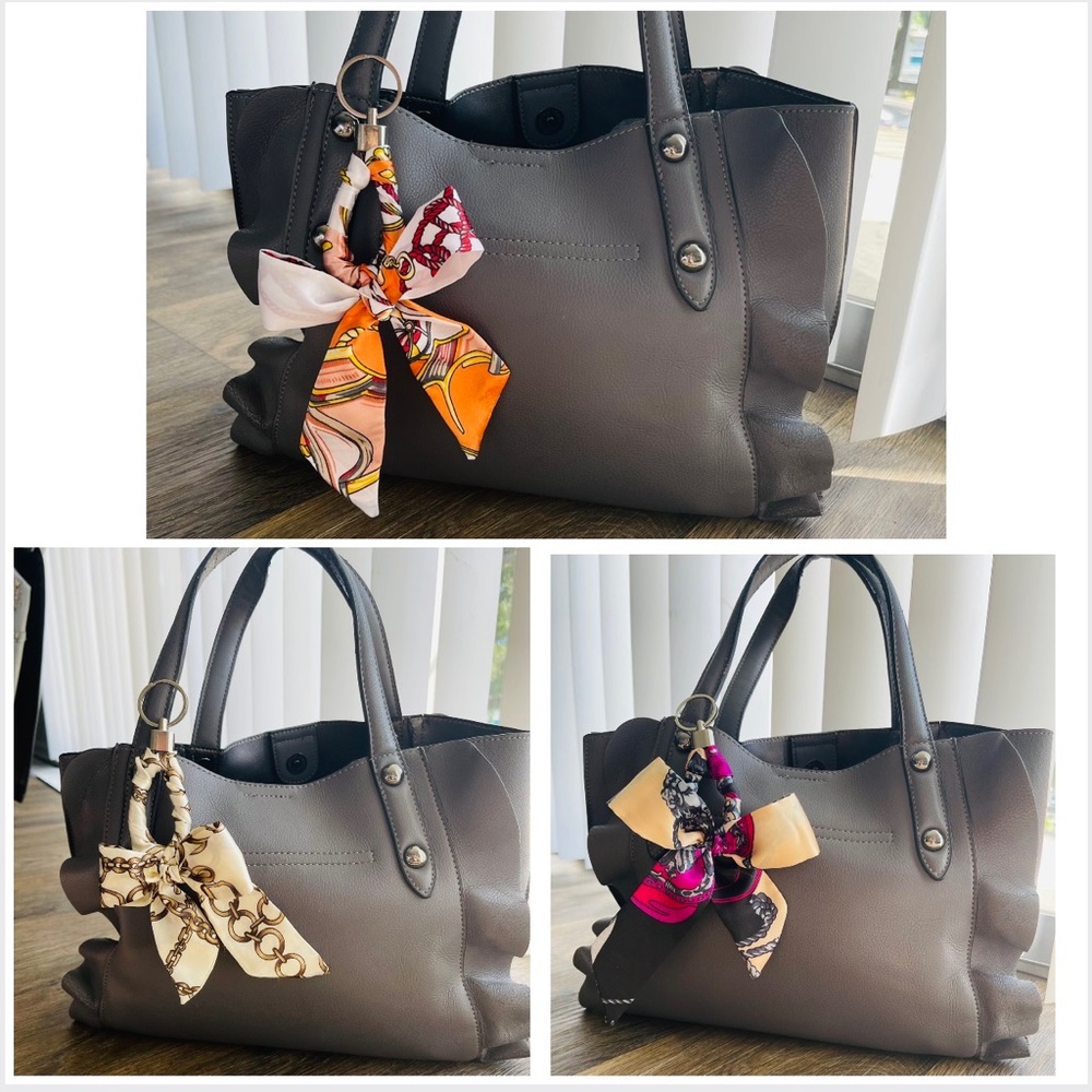 Pack3 Key Holder Leather Bag Women Chain Keychain Pendant Ring Car Handbag Charm